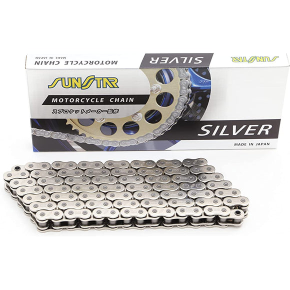 Sunstar Motorcycle Chain 525 Size 116 Link Silver Color SS525SKC-116SV