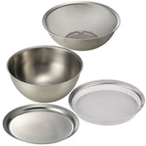 La Base LLM-8717 Yoko Arimoto Bowl, Round Colander, Plate 4-piece Set, 8.3-inch (21 cm), Stainless Steel