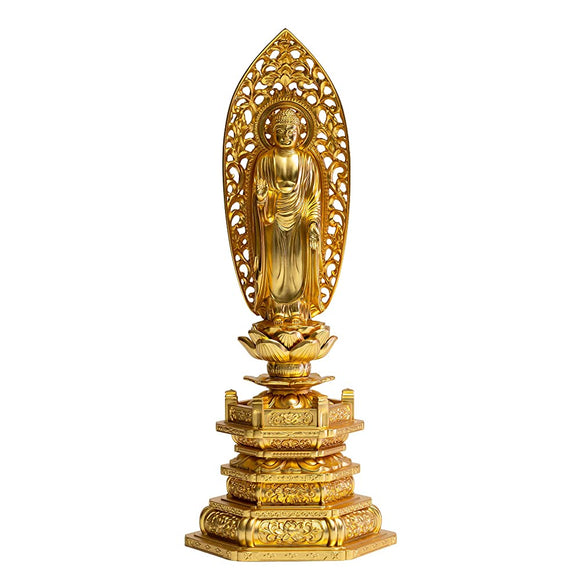 Buddha Statue, Buddha Nyori, 8.9 Inches (22.5 cm), Gold Plated, 24 Gold Plated, Buddhist: Shuumu Makita, Prototype _ 