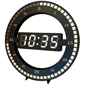 VANGOOD LED Digital Clock, Wall Clock, Table Clock, Automatic Brightness Adjustment, 12H/24H Time Display Mode, Round, Stylish