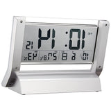 Seiko SQ690S Seiko Clock Table Clock, Hybrid Solar, Radio Controlled Digital Calendar, Temperature and Humidity Display, Silver, Metallic