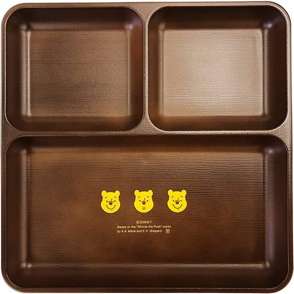 Yaxell P3237 Disney Lunch Plate, Made in Japan, Children's Tableware, Divider Plate, Wood Grain, Microwave and Dishwasher Safe, Antibacterial, Winnie the Pooh, 8.3 x 8.3 x 0.9 inches (21.1 x 21.1 x 2.3 cm)
