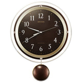 RHYTHM 8MX404SR06 Wall Clock, Radio Wave Analog, Pendulum, Sofrail, Crystal, Decoration, Continuous Second Hand, Brown