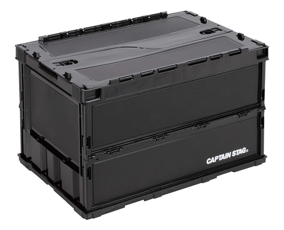 CAPTAIN STAG Oricon Folding Container FD Container with Lock Lid Capacity 51.3L Width 530 x Depth 365 x Height 335mm Thickness when stored 75mm Made in Japan Black UL-1069