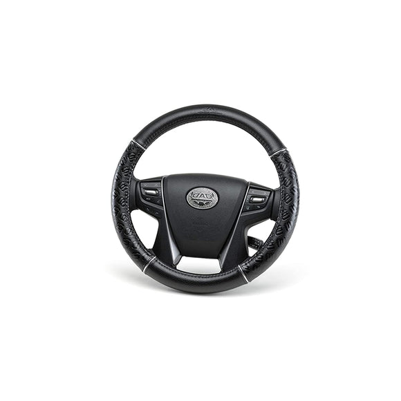 Garson D.A.D ha099-01 Steering Wheel Cover, Monogram Leather, Black, Small