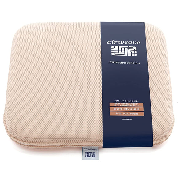 airweave Cushion, Beige, High Resilience 4-49011-BE-1, Size: Approx. 15.4 x 15.4 inches (39 x 39 x 4 cm).