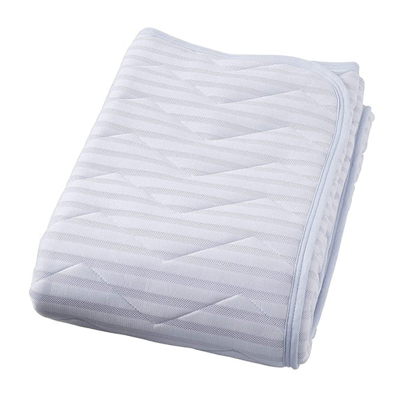 Nishikawa Living OK-6027 207202714 Mattress Pad, Single, Cooling, Non-Slip, Easy to Put On, Mesh Construction, Easy to Place, Washable, Blue