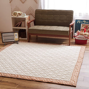 Hagiwara Rug, Orange, Approx. 72.8 x 94.5 in. (185 x 240 cm), "Atle", Machine Washable, 100% Cotton, Quilted, Showa Retro