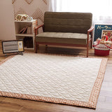 Hagiwara Rug, Orange, Approx. 72.8 x 94.5 in. (185 x 240 cm), "Atle", Machine Washable, 100% Cotton, Quilted, Showa Retro