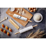 Taiwan JEmarble Marble Handle Rolling Pin - White / Wooden Handle Rolling Pin / Wooden Handles 18 inch (White)