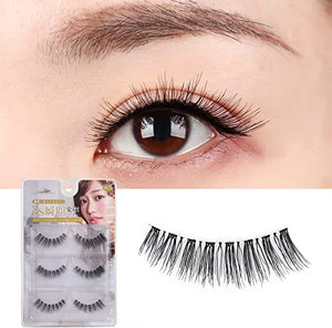 LASHVIEW false eyelashes, natural false eyelashes, natural eyelashes, handmade false eyelashes, popular, long soft eyelash type, for upper eyelashes, reusable, 3D three-dimensional effect, transparent axis (3 pairs)