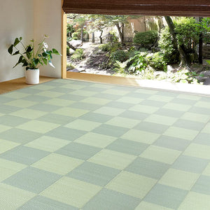 Hagiwara Washable Grass Style Carpet, Green, Approx. 102.8 x 138.7 inches (261 x 352 cm), Kurama Rug, Antibacterial, Checkered Pattern, Nursery School, Pets, Tatami Mat Protection