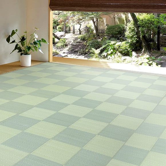Hagiwara Washable Grass Style Carpet, Green, Approx. 102.8 x 138.7 inches (261 x 352 cm), Kurama Rug, Antibacterial, Checkered Pattern, Nursery School, Pets, Tatami Mat Protection