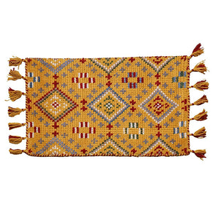 Hagiwara Entrance Mat, Indoor, Yellow, Approx. 27.6 x 47.2 inches (70 x 120 cm), Coomoose Yard, 100% Wool, Handloomed, Nordic Ethnic