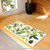 OKA Wilton Weave Entrance Mat, Leaf Green, Corner Adhesion, Approx. 23.6 x 43.3 inches (60 x 110 cm), Ivory, Made in Japan