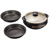 Zojirushi EP-PX30AM-TA Grill Pot, Hot Plate, Includes 3 Plates for Different Purposes, Ajimaru, Brown