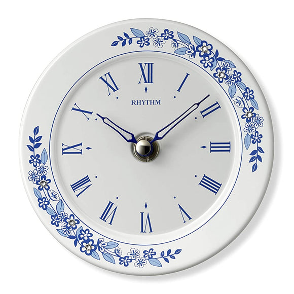 Rhythm Clock Industries 4SG802SR04 Table Clock, Wall Clock, Multi-purpose, Arita Ware Decorative Clock, Blue, Diameter 4.7 x 1.4 inches (12 x 3.5 cm)