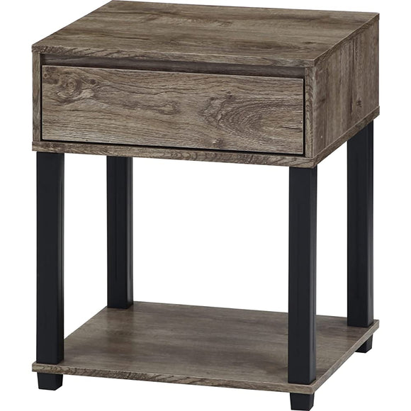 Fuji Boeki FIT 70695 Table, Width 17.7 x Depth 15.6 x Height 21.7 inches (45 x 39.5 x 55.1 cm), Natural/Black, Side Table, Wood Grain with Drawers