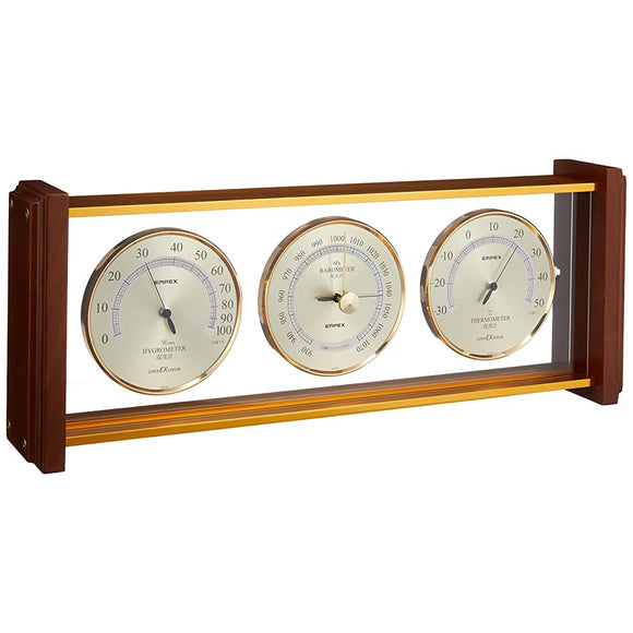 enpekkusu Weather Meter, Temperature and Humidity Meter, Super EX Gallery Weather Meter, Temperature Pressure Humidity Display Stand Made in Japan Brown Ex – 744