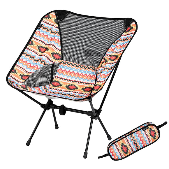 G.G.N. GN12CM009O Compact Chair, Outdoor Chair, Camping Chair, Orange Pattern, Foldable, Mini, Storage, Approx. Width 22.0 x Depth 24.0 x Height 24.8 inches (56 x 61 x 63 cm)