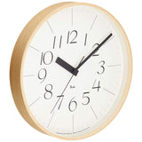 Remnos WR08-26 Lemnos Wall Clock, Analog, Radio Clock, Natural Colored Wood, Liquid Clock, Color: Beige, Diameter: 12.0 inches (30.5 cm)