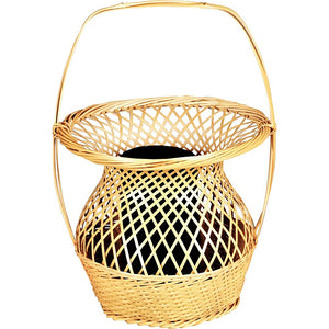 Wada Seijiku Flower Basket White Size: Height 7.7 x Width 7.3 x Height 10.7 inches (19.4 x 18.6 x 27.2 cm) Hand Mounted Basket