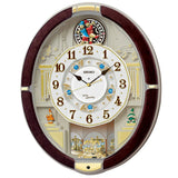 Seiko Clock RE581B Radio Wave Analog Karakuri Dark Brown Marble Pattern 18.3 x 15.2 x 3.9 inches (465 x 384 x 101 mm)