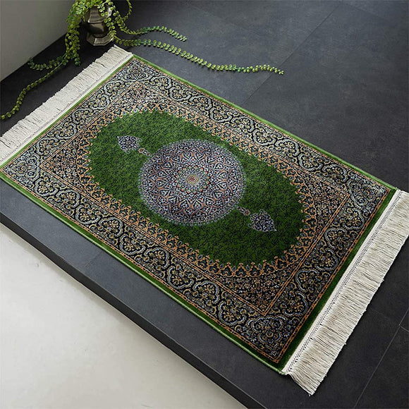 1.44 million knot medallion high density modal luxury entrance mat 50 x 80 green wilton weave