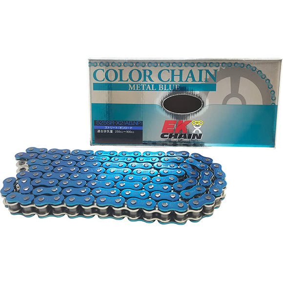 EK QX Ring Seal Chain 525SR-X2 Metal Blue 112L [Caulking Joint]