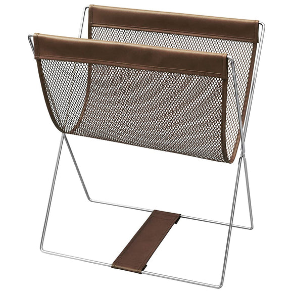 Saki Side Wagon Mesh x Synthetic Leather Brown Approx. Width 43 x Depth 25 x Height 51 cm R-345