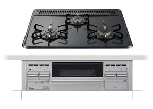Paloma PKD-N36S-12A13A Built-in Stove, For City Gas, 23.6 inches (60 cm) Wide, Hollow Top, Standard, Waterless Grill, Single-Sided Grill, 3 Outlet Gas Stove