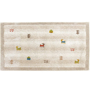 OKA Entrance Mat, Beige, Approx. 23.6 x 43.3 inches (60 x 110 cm), Washable, Corner Adhesion, Non-Slip, Approx. 23.6 x 43.3 inches (60 x