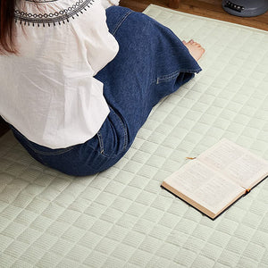 Hagiwara Rug, Blue, Approx. 72.8 x 94.5 inches (185 x 240 cm), "Ketti", Machine Washable, 100% Cotton, Waffle Fabric, Natural, Quilted, Hot Carpets and Floor Heating Heating