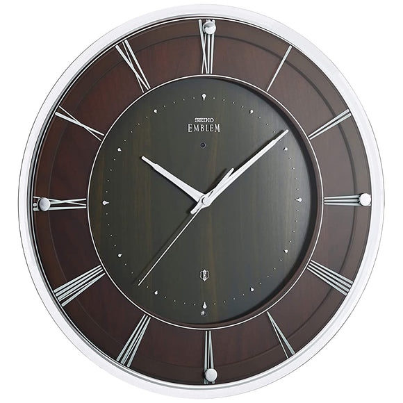 Seiko Seiko EMBLEM HS558A Wall Clock, Dark Brown, Diameter 14.2 x 1.9 inches (360 x 48 mm), Radio Wave Analog, Analog