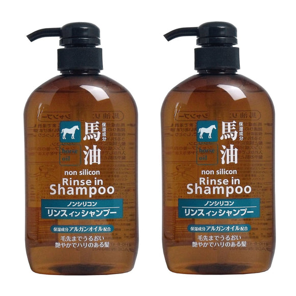 Horse oil non-silicon rinse in shampoo 600mL 2 bottles set