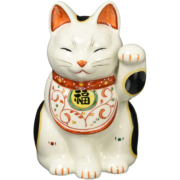 Potosai Manfuku Arabesque Maneki Cat (Left Hand Raised, Medium) AM-Y7442