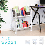 Fuji Trading File Wagon Document storage 2 steps Width 55cm White A4 compatible With casters 83983