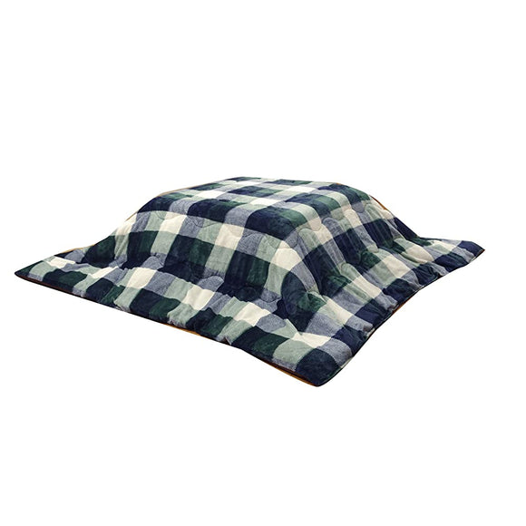 Ikehiko Corporation #5891409 Kotatsu Futon, Square, Journal, Approx. 74.8 x 74.8 inches (190 x 190 cm), Green, Washable, Water Repellent, Checkered, Thin