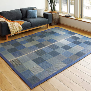 Hagiwara Igusa Center Rug, Backing, Blue, Approx. 69.3 x 90.6 inches (176 x 230 cm), Denim Patch, Water Repellent, Mold Resistant, Deodorizing