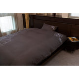 Hotel Style Satin Stripe Cover with Arrosa (Embroidered Flower) Duvet Cover Queen Long Size Charcoal Grey HS24051-139