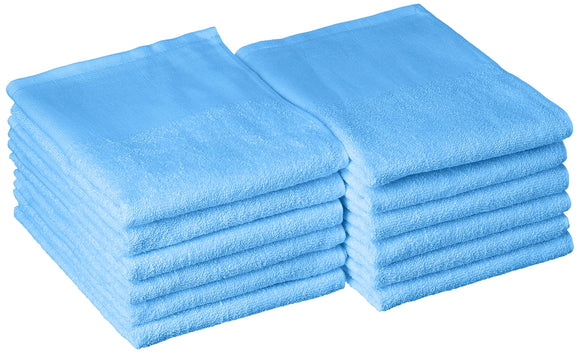 TO 200 Momme Color Towel Short Pile w/Flat Ground (12 pieces) Blue