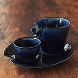 Minoru Pottery Chilled Sake Cup Set, Dizuru, Eggplant, Navy Blue, Pack of 3