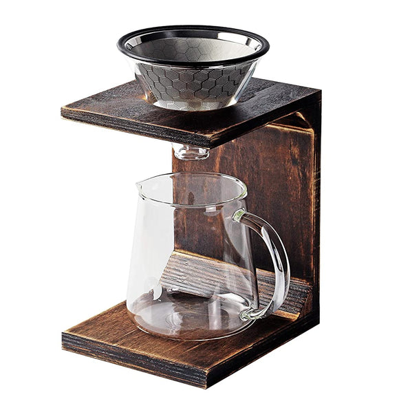 Pearl Metal Captain Stag UW-3521 Coffee Dripper Set, Wooden Stand Type, Approx. 2 to 4 Cups