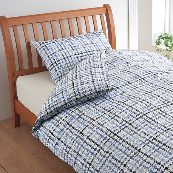Nishikawa Living NC31 212237291 Comforter Cover, Double, Made in Japan, Washable, 100% Organic Cotton, Easy to Put On and Take Off, Does Not Shrink Even After Washing, Checkered, Nishikawa Cotton