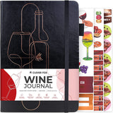 Clever Fox Wine Journal for Wine Tasting - Guided Wine Diary & Logbook Tasting Instructions Aroma Wheel Food Pairing with Glass Guide - 132 Entries Hardcover A5 Size (Black)