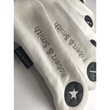 [Robert & Smith] Golf head cover White leather logo embroidery Fulgurain genuine leather 5 -piece set !