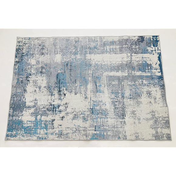 Kawashima Textile Cellucon TAUKO GY6037 Rug, 78.7 x 98.4 inches (200 x 250 cm), Blue, Washable Rug, Hand Washable, Vintage Style, Abstract, Nordic