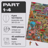 UNIDRAGON + IC4 Design Wooden Jigsaw Puzzle, Quezle Amazing Kappadocia "Boodge Puzzle", Perfect for Adults and Kids! Unique Piece Shape, 1000 Pieces, 14.1" x 9.8" (36 x 25 cm), Fool Set