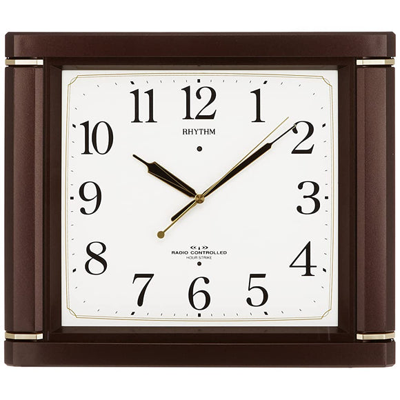 Rhythm Clock Atomic Wall Clock Analog nemuri-na m494r per occurs Hourly Time Signal with Brown Rhythm 4mn494rh06