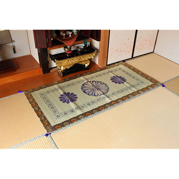 Ikehiko #3108039 Rice Buddhist Altar, Made in Japan, Shoguruin Yuzen Imprinted Pattern Pattern Mat Approx. 34.6 x 70.9 inches (88 x 180 cm)